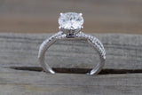 Gold Infinity Twist Moissanite Engagement Ring Charles & Colvard M3085 Lab Grown Diamond