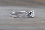 Gold Infinity Twist Moissanite Engagement Ring Charles & Colvard M3085 Lab Grown Diamond