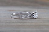 Gold Infinity Twist Moissanite Engagement Ring Charles & Colvard M3085 Lab Grown Diamond