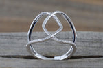 14k White Gold Diamond Promise Ring Band Large Designer Modern Style