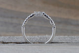18kt White Gold Round Brilliant And Baguette Cut Diamond Ring Engagement Wedding Band Promise Fashion Design