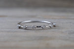 14kt White Gold Diamond Vine Large Ring Crown Vintage Design Rope Classic Milgrain Infinity Bezel Band