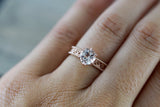 14k Rose Gold Round Morganite Diamond Ring Crown Vintage Design