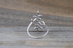 14k White Gold Diamond Open Leaf Petal Vintage Design Ring Fashion Love Cocktail large Adjustable Elongated