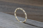14k Yellow Gold Dainty Diamond 3/4 Eternity Band Wedding Anniversary Love Ring Band Vintage Thin