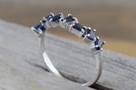 Gold Sapphire Staggered Baguette Cut Band Ring B10080