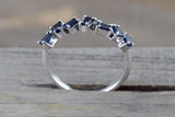 Gold Sapphire Staggered Baguette Cut Band Ring B10080