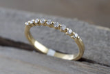 14k Yellow Gold Diamond Stackable Band Engagement Promise Ring Love Bead Single Prong
