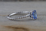 Oval Tanzanite Ring Rope Bead Gold Band  M3062
