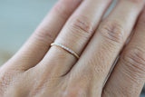 18 Karat Rose Gold Dainty Diamond Milgrain Band Wedding Anniversary Love Ring Band Vintage Thin Bead