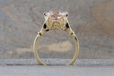 14k Gold 10x8mm Oval Morganite Art Deco Diamonds Ring ASPER1430027