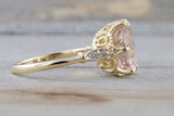 14k Gold 10x8mm Oval Morganite Art Deco Diamonds Ring ASPER1430027