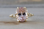 14k Gold 10x8mm Oval Morganite Art Deco Diamonds Ring ASPER1430027