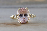 14k Gold 10x8mm Oval Morganite Art Deco Diamonds Ring ASPER1430027