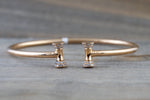 18k Rose Gold Open Cuff Bow Micro Pave Diamond Twistable Bangle Dainty Size