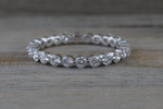 14k White Gold Thin Diamond Eternity Double Prong Invisible Ring Single Prong Wedding Band