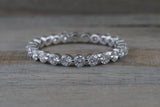 14k White Gold Thin Diamond Eternity Double Prong Invisible Ring Single Prong Wedding Band