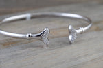 18k White Gold Open Cuff Tulip Floral Micro Pave Diamond Twistable Bangle Dainty Size