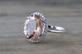 Oval Morganite Halo Ring 12x10mm M3067