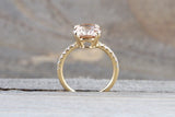 14k Yellow Diamond Oval Morganite Engagement Ring Band  11x9 Solitaire