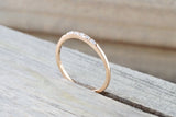 14k Yellow Gold Dainty Thin Baguette Cut Rectangle Diamond Band Stackable Design 5 diamonds