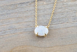 14k Gold Oval Fire Opal Slider Pendant Charm Chain Included AN1002