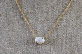14k Gold Oval Fire Opal Slider Pendant Charm Chain Included AN1002