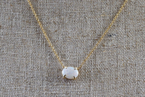14k Gold Oval Fire Opal Slider Pendant Charm Chain Included AN1002