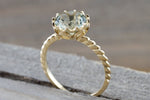 Melrose 14k Yellow Gold 8mm Round Green Amethyst Engagement Ring Crown Vintage Design Rope Classic February Birthstone