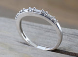 14kt White Gold Round Brilliant & Baguette Cut Diamond Ring Engagement Wedding Band