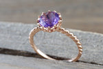 Melrose Amethyst GoldRound Purple Ring Crown Vintage February Birthstone