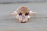 14k Rose Gold Oval Morganite Engagement Promise Wedding Anniversary Ring