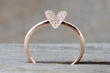 14k Rose Gold Diamond Micro Pave Heart Anniversary Promise Love Ring Band Fashion