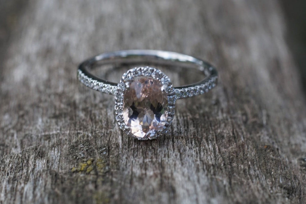 Bridal Set Tear Droped Morganite Engagement Ring 1.75 Carat Pear Shape –  agemz