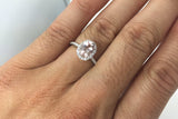 14k White Gold Oval Pink Peach Morganite Halo Bezel Diamond Engagement Promise Ring