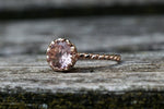 Melrose 14k Gold Round Morganite Engagement Ring Crown Vintage 6mm