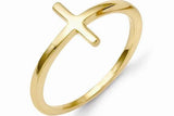 14kt Solid Gold Sideways Cross Ring Side Ways