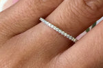 18k White Gold Dainty Thin Diamond Eternity Band Brilliant Cut