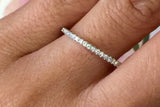 18k White Gold Dainty Thin Diamond Eternity Band Brilliant Cut