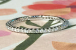18k White Gold Dainty Thin Diamond Eternity Band Brilliant Cut