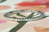 18k White Gold Dainty Thin Diamond Eternity Band Brilliant Cut
