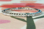 18k White Gold Dainty Thin Diamond Eternity Band Brilliant Cut