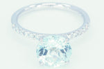 18k White Gold Diamond Solitaire Round Cut Aquamarine
