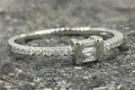 18k White Gold Diamond Emerald Engagement Band Brilliant Cut Stackable Thin Dainty Baguette