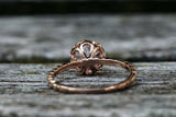 Melrose 14k Rose Gold Round Morganite Pinkish Halo Engagement Ring Crown Vintage 7mm