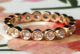 14k Rose Gold Diamond Vintage Milgrain Bezel Full Eternity Band Ring Wedding