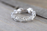 14k White Gold Diamond Vintage Milgrain Stackable Full Eternity Art Deco Ring Band Different Shape