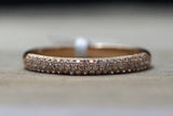 14k Rose Gold Micro Pave Dome Design Dainty Thin Diamond Engagement Band Brilliant Cut