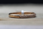 14k Rose Gold Micro Pave Dome Design Dainty Thin Diamond Engagement Band Brilliant Cut