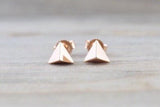 14k Rose or Yellow Gold Pyramid Triangle Stud Earring Studs 3d Point ERTRI3DR